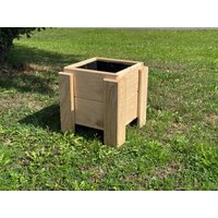 Blumenkübel Blumentopf Aus Eiche Massiv 36x36 cm - Handgefertigter Pflanzkübel Rustikal Natur Garten Terrasse Eingang Wetterfest Outdoor von Gartenholz