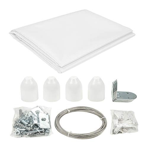 sunprotect 12546 Seilspann-Markise Komplett-Set, 3,3 x 1,4 m, Sonnenschutz für Pergola Wintergarten Terrasse, weiß, 38-teilig (1 Set) von Gartenia Sunprotect
