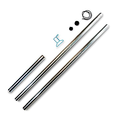 sunprotect 83203 Stahlmast-Set für Sonnensegel, 2-teilig, zerlegbar, Höhe 2,5 m, Ø 5 cm, Wandstärke 15 mm, silberfarben (1 Set, 2-teilig) von Gartenia Sunprotect