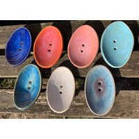 Keramik Seifenschale Oval Verschiedene Farben Handgetöpfert Tolle Muster Neu Wunderschön von GartenkeramikundDeko