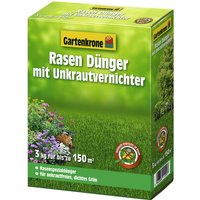 Gartenkrone Rasendünger & Unkrautvernichter, 3 kg, für 150 m², schützt vor Unkraut & Nährstoffmangel - braun von Gartenkrone