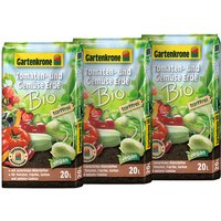 Gartenkrone Tomaten- und Gemüseerde, 3 x 20L, Karton - braun von Gartenkrone