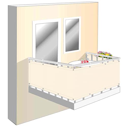 Wind und Sichtschutz Stoff für Balkon 80x250cm, Balkonbespannung Sichtschutz Einfache Montage durch Ösen, Sichtschutz Balkon, für Balkongeländer, Terrasse & Garten - beige von GartenmöBel Abdeckung