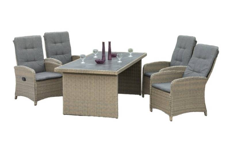 Gartenmöbel Ambiente Garten-Essgruppe Bari Set 5tlg., (5tlg., 4 Sessel inkl. Auflagen, durch Gasdruck verstellbar, 1 Tisch), Sessel durch Gasdruck verstellbar von Gartenmöbel Ambiente