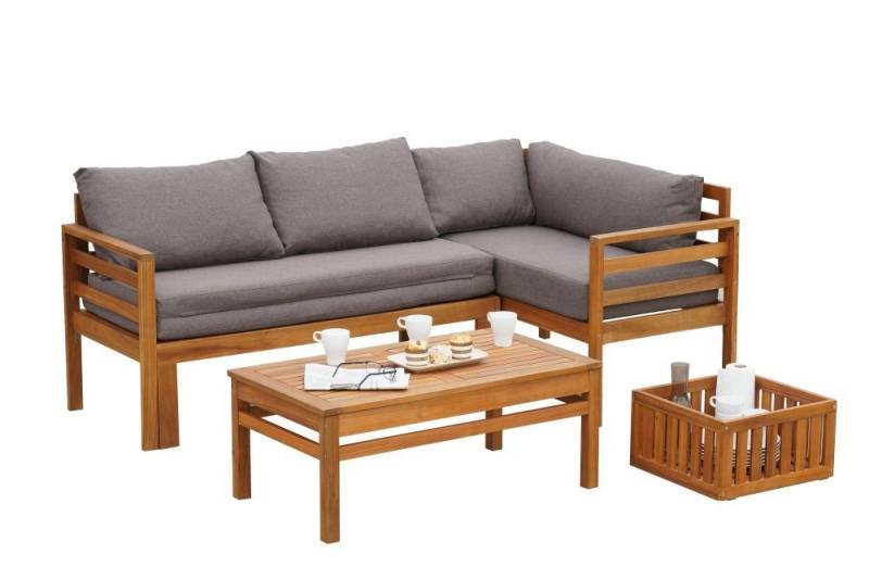 Gartenmöbel Ambiente Gartenlounge-Set Paraguay, (Multifunktionsset, Eckset mit ausziehbarer Sitzfläche), ausziehbare Sitzfläche, höhenverstellbarer Tisch von Gartenmöbel Ambiente