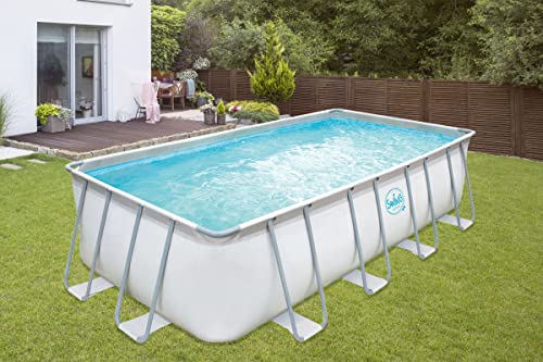 Summer Waves Pool, grau, Stahl/PVC, 549 x 274 x 132 cm, rechteckig, Gartenpool von Gartenmoebel.de