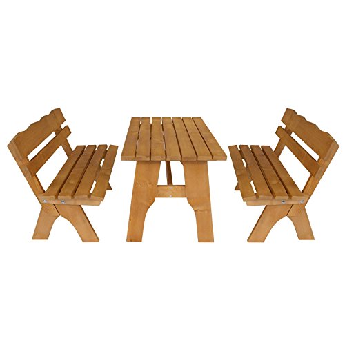 Gartengarnitur FREITAL 3 TLG, 120 cm, Kiefer massiv von Gartenmoebel