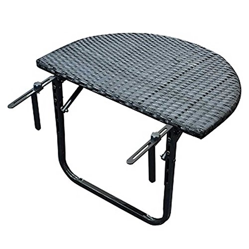 Gartenmoebel Balkonhängetisch 60x40cm, Metall + Polyrattan schwarz Balkon Tisch Hängetisch von Gartenmoebel