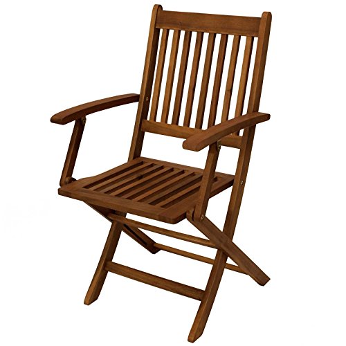 Gartenmoebel Klappstuhl Benita mit Armlehnen 2-er Set, Akazie geölt, FSC®-Zertifiziert Stuhl klappbar von Gartenmoebel