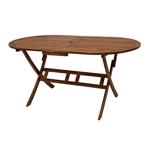 Klapptisch Benita oval 160x85cm Akazie geölt, hochwertiger Landhaus – Klapptisch, FSC®-Zertifiziert Tisch klappbar Gartnmöbel von Gartenmoebel