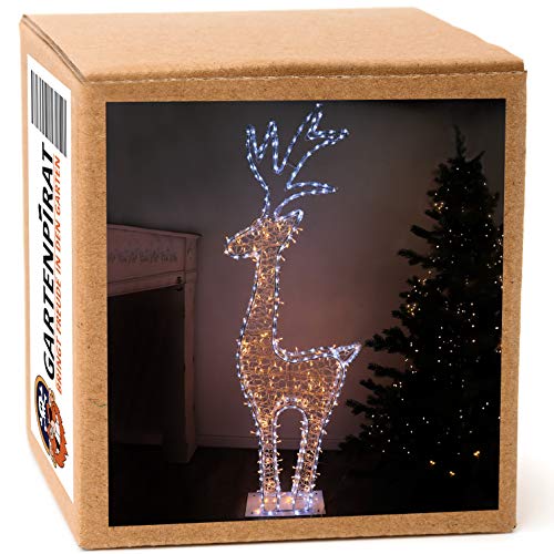 3D-Rentier XXL 150 cm, 562 LED, warm-/kaltweiß, Weihnachten Beleuchtung außen von Gartenpirat