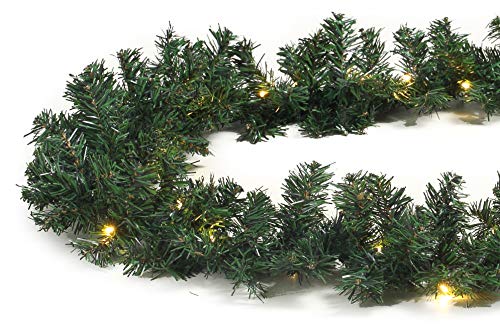 Gartenpirat künstliche Tannengirlande Weihnachten beleuchtet 5m außen – 80 LED warmweiß – Timer von Gartenpirat