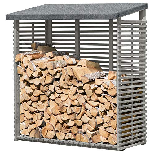 Gartenpirat Holzunterstand für Kaminholz aussen mit Rückwand – Kaminholzregal aussen – Imprägniert – Wetterfest & Langlebig – Grau – 188 x 183 x 69 cm Gartenpirat Holzunterstand für Kaminholz aussen mit Rückwand – Kaminholzregal aussen – Imprägniert – Wetterfest & Langlebig – Grau – 188 x 183 x 69 cm von Gartenpirat