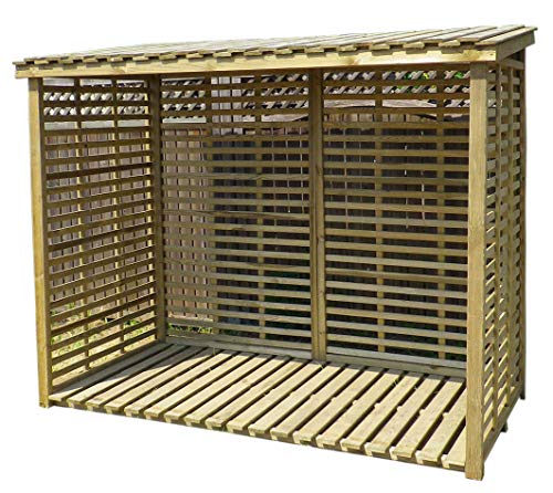 Gartenpirat Kaminholzregal XXL mit Rückwand für 3,8 m³ Brennholz - Holzunterstand groß für Kaminholz aussen von Gartenpirat
