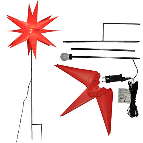 Gartenpirat LED Gartenstern rot Ø 58 cm 120 cm mit Erdspieß Weihnachtsbeleuchtung außen von Gartenpirat