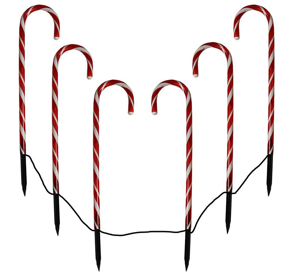 Gartenpirat LED-Lichterkette 6er-Set Zuckerrohrstab Zuckerstange Gartenstäbe Weihnachtsdeko außen von Gartenpirat