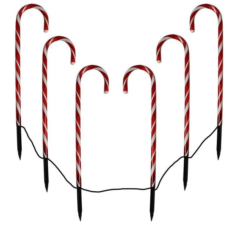 Gartenpirat LED-Lichterkette 6er-Set Zuckerrohrstab Zuckerstange Gartenstäbe Weihnachtsdeko außen von Gartenpirat