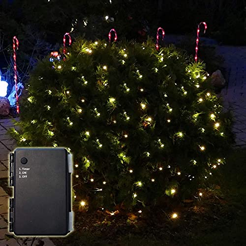 Gartenpirat Lichterkette Lichternetz Zeitschaltuhr Batterie – 200 LED warmweiß – LED-Lichternetz außen –Lichterkette Netzteil – Mit 200 LED und Timer – 3 x 3 Meter von Gartenpirat