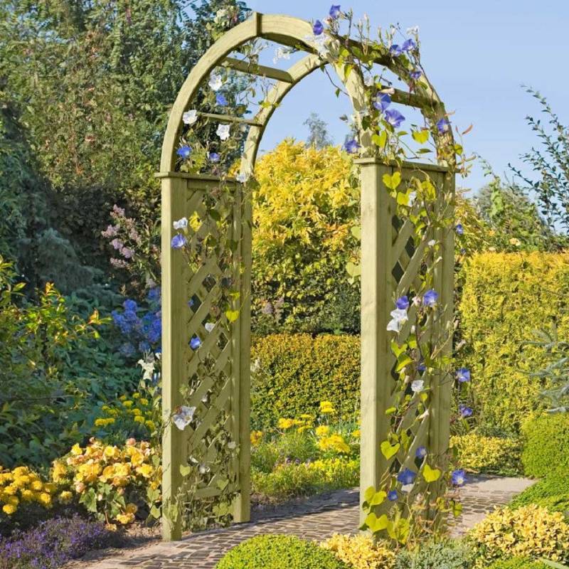 Gartenpirat Pergola mit Rundbogen 119x58x240 cm Rosenbogen Holz mit Rankgitter von Gartenpirat