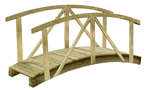 Gartenpirat Teichbrücke gebogen aus Holz mit Geländer von Gartenpirat