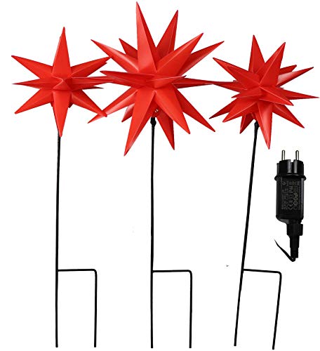 Gartenpirat Weihnachtsbeleuchtung außen LED Figuren Sterne – LED-Lichterkette außen mit 3 Gartenstab Sternen – Spart Energie Dank LED – 54 cm hoch – 3er Set – Rot – Für einzigartige Lichtakzente Gartenpirat Weihnachtsbeleuchtung außen LED Figuren Sterne – LED-Lichterkette außen mit 3 Gartenstab Sternen – Spart Energie Dank LED – 54 cm hoch – 3er Set – Rot – Für einzigartige Lichtakzente von Gartenpirat