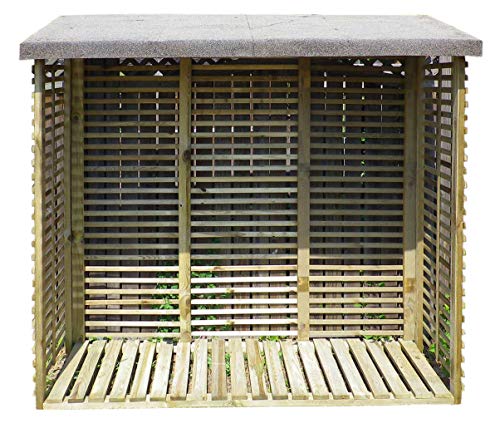 Gartenpirat Holzunterstand für Kaminholz aussen mit Rückwand – Kaminholzregal für 1,8 m³ Holz – 188 x 183 x 69 cm von Gartenpirat