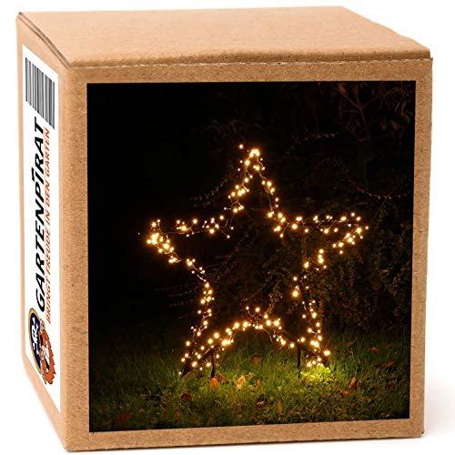 Weihnachtsdeko Beleuchtung – Weihnachtsbeleuchtung für draußen – Außenbeleuchtung Weihnachten Figur Stern – Mit Lichterkette & Erdspieß – Energieeffiziente LED – Ø 90 von Gartenpirat