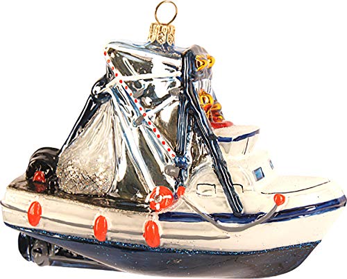 Gartenschätze Christbaumschmuck,Weihnachtskugel, Fischerboot/Krabbenkutter, 14 cm, 2420 von Gartenschätze