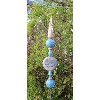 Gartenkeramik Gartenstele, Beetstecker Blau Natur Mit Spruch Keramikstele Gartenliebe von GartenstelenShop