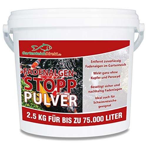 Gartenteich-Direkt Fadenalgen-Stopp Pulver (Algenmittel, Entferner, Fadenalgenvernichter und Fadenalgenentferner für den Gartenteich), Größe:2.5 kg von GartenteichDirekt