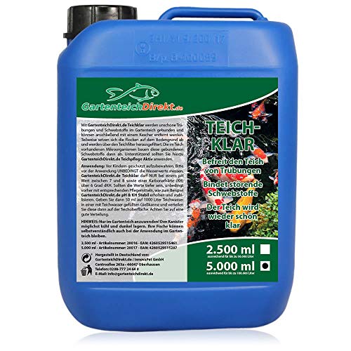 GartenteichDirekt Teichklar Teichklärer für den Gartenteich 5 Liter (Klärer gegen grünes und trübes Teichwasser, klares Wasser im Gartenteich) von GartenteichDirekt