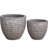 2er Set Pflanzgefäße aus Keramik - Rund - Kupfer - Chewe 2er Set Pflanzgefäße aus Keramik - Rund - Kupfer - Chewe von Gartentraum.de
