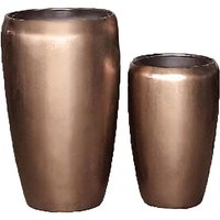 2er Set Vasen aus Polystone - Indoor - Bronze - Rund - Mit Einsatz - Hamid / mit Wasserstandsanzeiger 2er Set Vasen aus Polystone - Indoor - Bronze - Rund - Mit Einsatz - Hamid / mit Wasserstandsanzeiger von Gartentraum.de