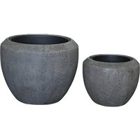 2er Set Vasen aus Polystone - Rund - Grau - Zwena / mit Wasserstandsanzeiger von Gartentraum.de