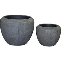 2er Set Vasen aus Polystone - Rund - Grau - Zwena / ohne Wasserstandsanzeiger von Gartentraum.de