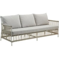 3-Sitzer Outdoor Sofa in Weiß aus Alu-Rattan für die Loungeecke - Bank Caya / White von Gartentraum.de