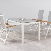 4er Sitzgruppe aus Ergotex und Keramik-Tischplatte - Spirabilis Sitzgruppe / Weiß von Gartentraum.de