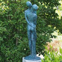 Abstrakte Kunstfigur eines Liebespaares aus Bronze - Türkis - Romantica von Gartentraum.de
