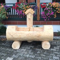 Alpen Baumstamm Holzbrunnentrog  für den Garten - Alm Hütten Design - Agrosis Alpina  / 130x160x45cm (HxBxDm) von Gartentraum.de