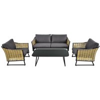 Alu-Polyrattan Lounge - 4-Sitzer braun & anthrazit - Lounge Haranda von Gartentraum.de