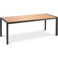 Aluminium-Gartentisch mit Teak-Holz Platte - Tisch Spirabilis / 76x210x90cm (HxBxT) / Anthrazit von Gartentraum.de