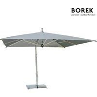 Ampelschirm drehbar von Borek - Aluminium Rahmen - mit Kurbel-System - modern - Capri Sonnenschirm silver / Schwarz / 400cm von Gartentraum.de