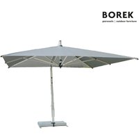 Ampelschirm drehbar von Borek - Aluminium Rahmen - mit Kurbel-System - modern - Capri Sonnenschirm silver / Weiß / 350x350cm von Gartentraum.de