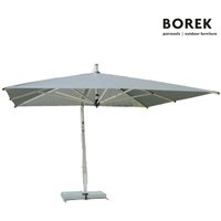 Ampelschirm drehbar von Borek - Aluminium Rahmen - mit Kurbel-System - modern - Capri Sonnenschirm silver / Weiß / 400cm von Gartentraum.de