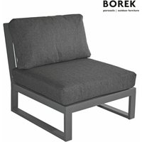 Anthrazitfarbenes Borek Lounge Mittelmodul mit dunklen Kissen - Altea Mittelmodul von Gartentraum.de