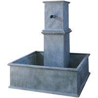 Antiker Metall Standbrunnen groß mit Rohrauslass & Säule - Lefzograna / Cortenstahl von Gartentraum.de