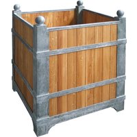 Antiker Pflanztopf aus Stahl & Holz für den Garten - Karakano / 102x86x86cm (HxBxT) von Gartentraum.de