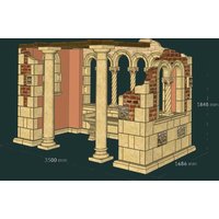 Antiker Ruinen Pavillon mit dorischen Säulen & Balustrade & Bank - Kingston Hall von Gartentraum.de