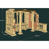 Antiker Ruinen Pavillon mit dorischen Säulen & Balustrade & Bank - Kingswin Hall von Gartentraum.de