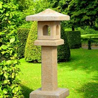 Asiatische Garten Stein Laterne - Kanji / Antikgrau von Gartentraum.de